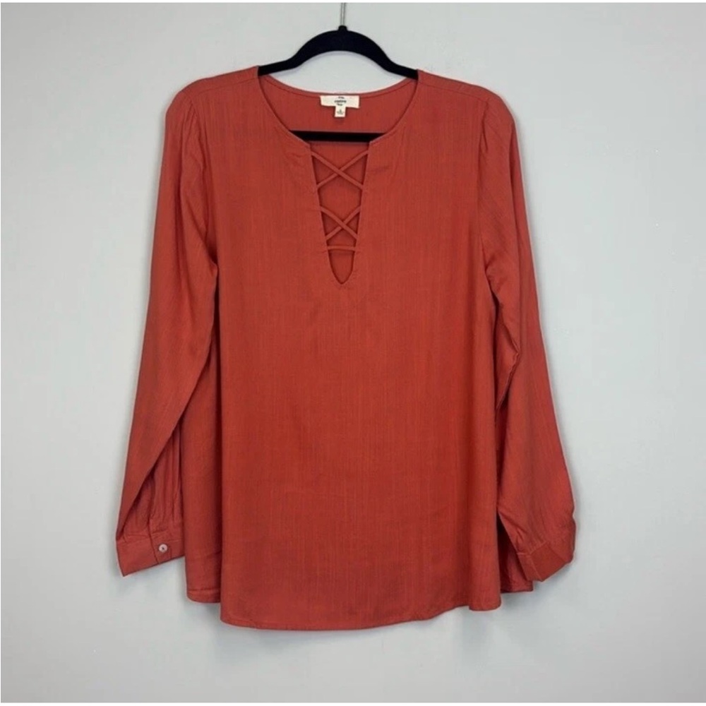 Entro Women’s NWT Rust Orange Flow Boho Blouse Top Size Medium